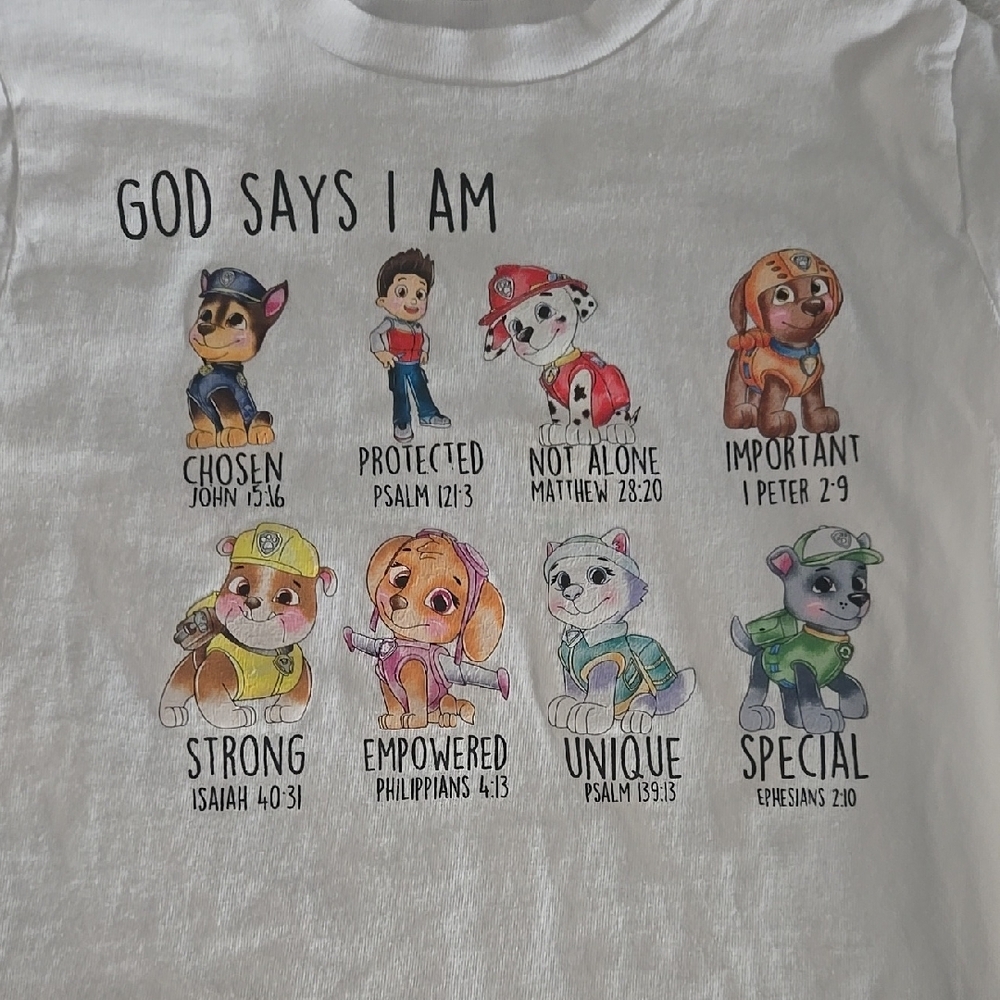 White T-Shirt with Inspirational Cartoon Design